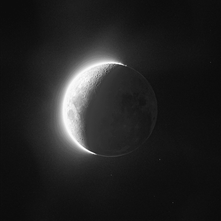 26% Waxing Crescent Moon with Earthshine (HDR)